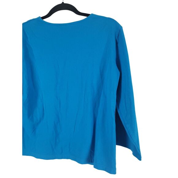 Ruby Rd Long Sleeve Top M Womens Blue V Neck Pullover Accents Cotton Blend - Picture 9 of 10